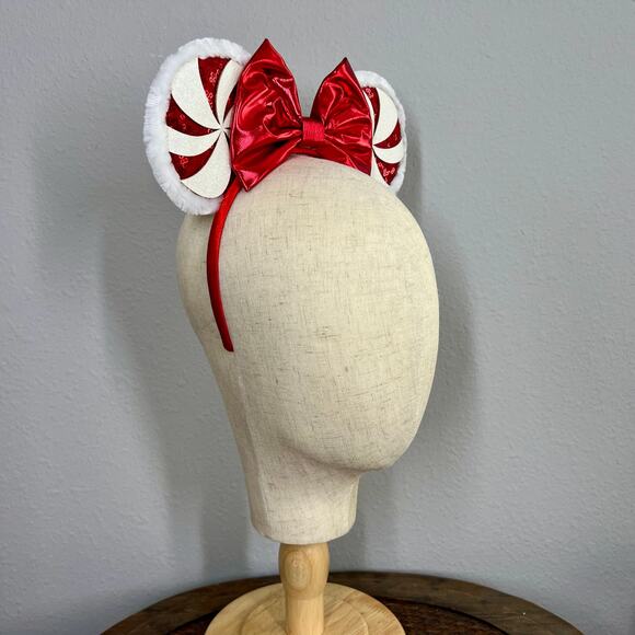 Peppermint Twist Minnie Ears | Disney-Inspired Christmas Mouse Ears Headband - Picture 5 of 5